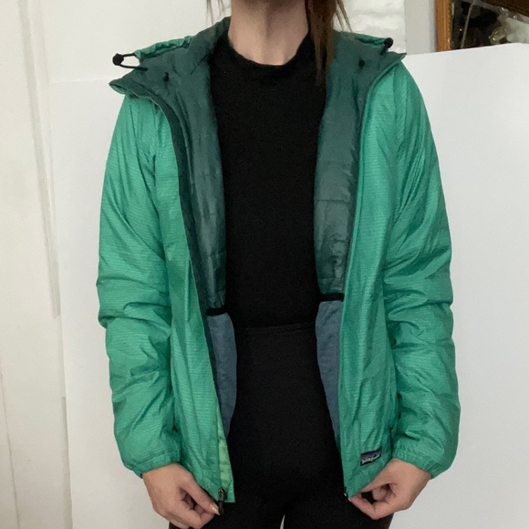 Patagonia Micro Puff Hooded Jacket Teal Green Grid 83986 outdoor small s - Picture 6 of 15